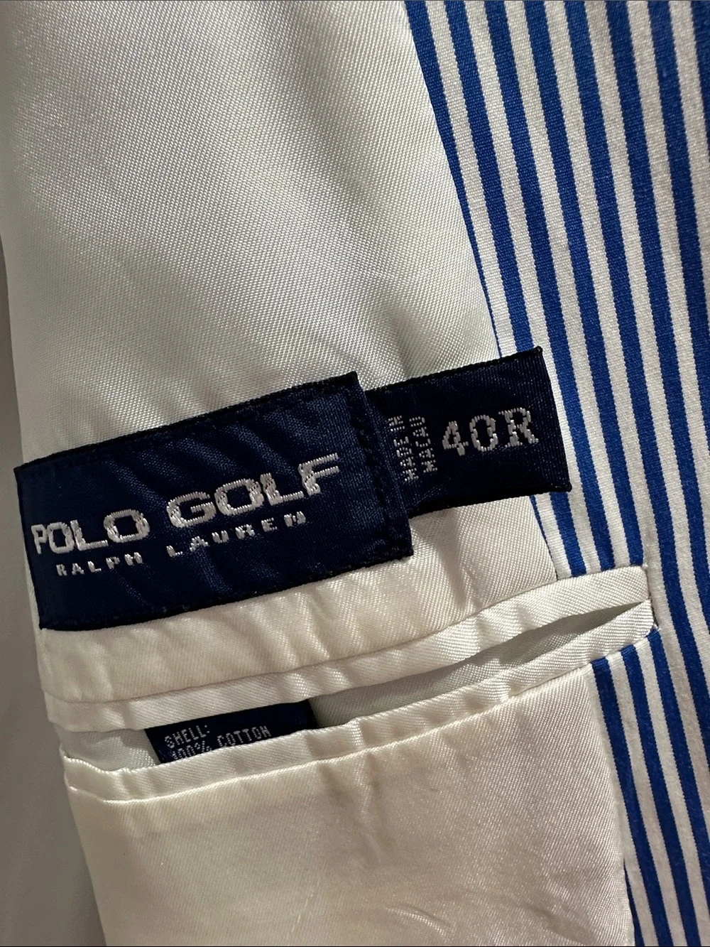 Polo by Ralph Lauren Navy & White Striped Seersucker Blazer